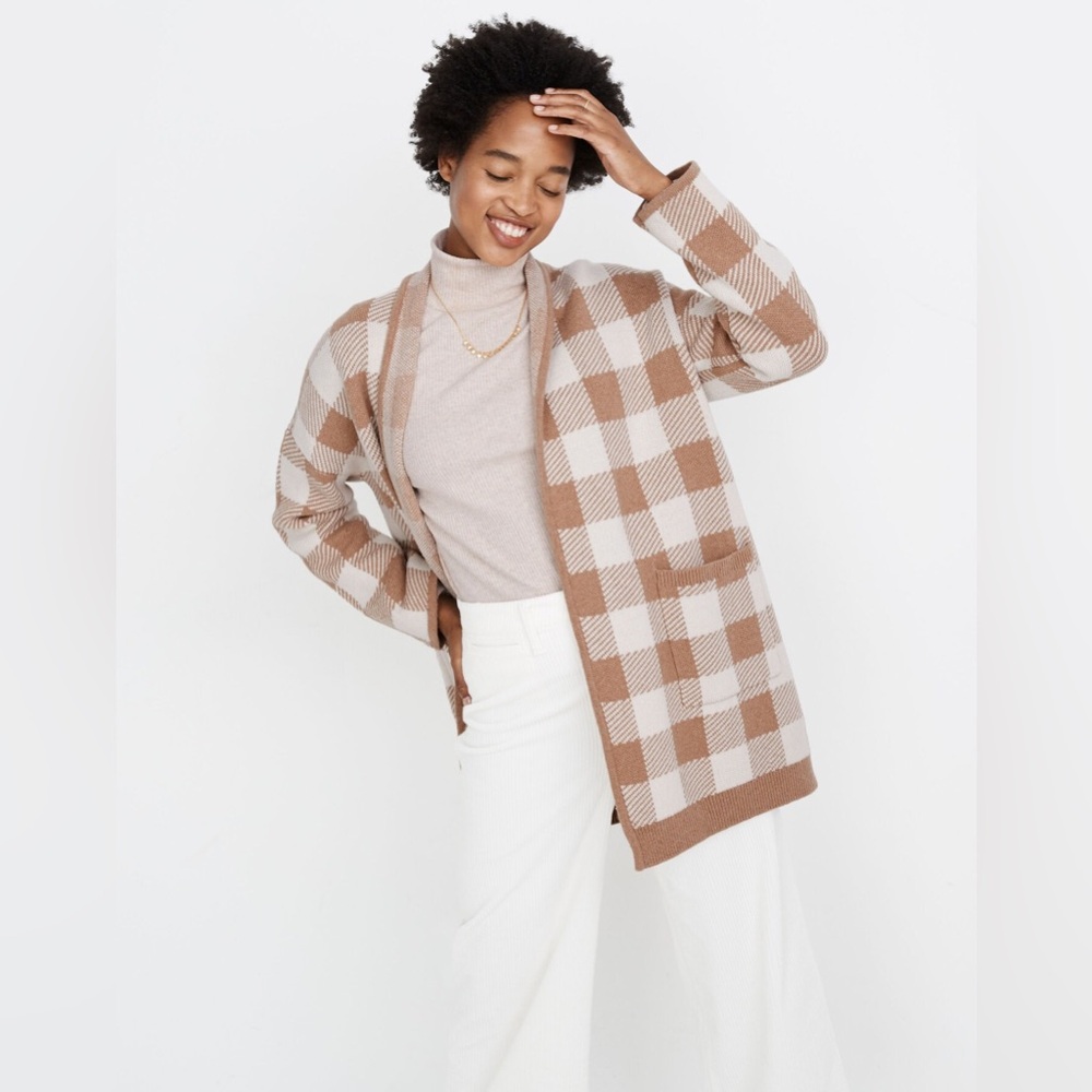 Madewell Minetta sweater coat in Buffalo check, xs